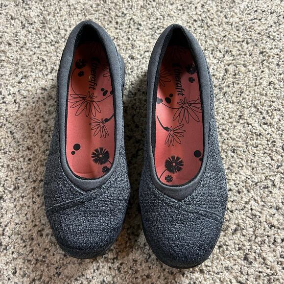 Therafit Riley Ballet Flat Slip On Women Shoes Size 7.5 Grey Black Comfort Arch - Picture 2 of 10